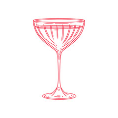 Handmade illustration of a glass and a drink. Minimalist drawing of drink glasses.