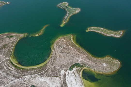 Aerial view of Lake Sevan, an high altitude lake in Norashen, Gegharkunik Province, Armenia.