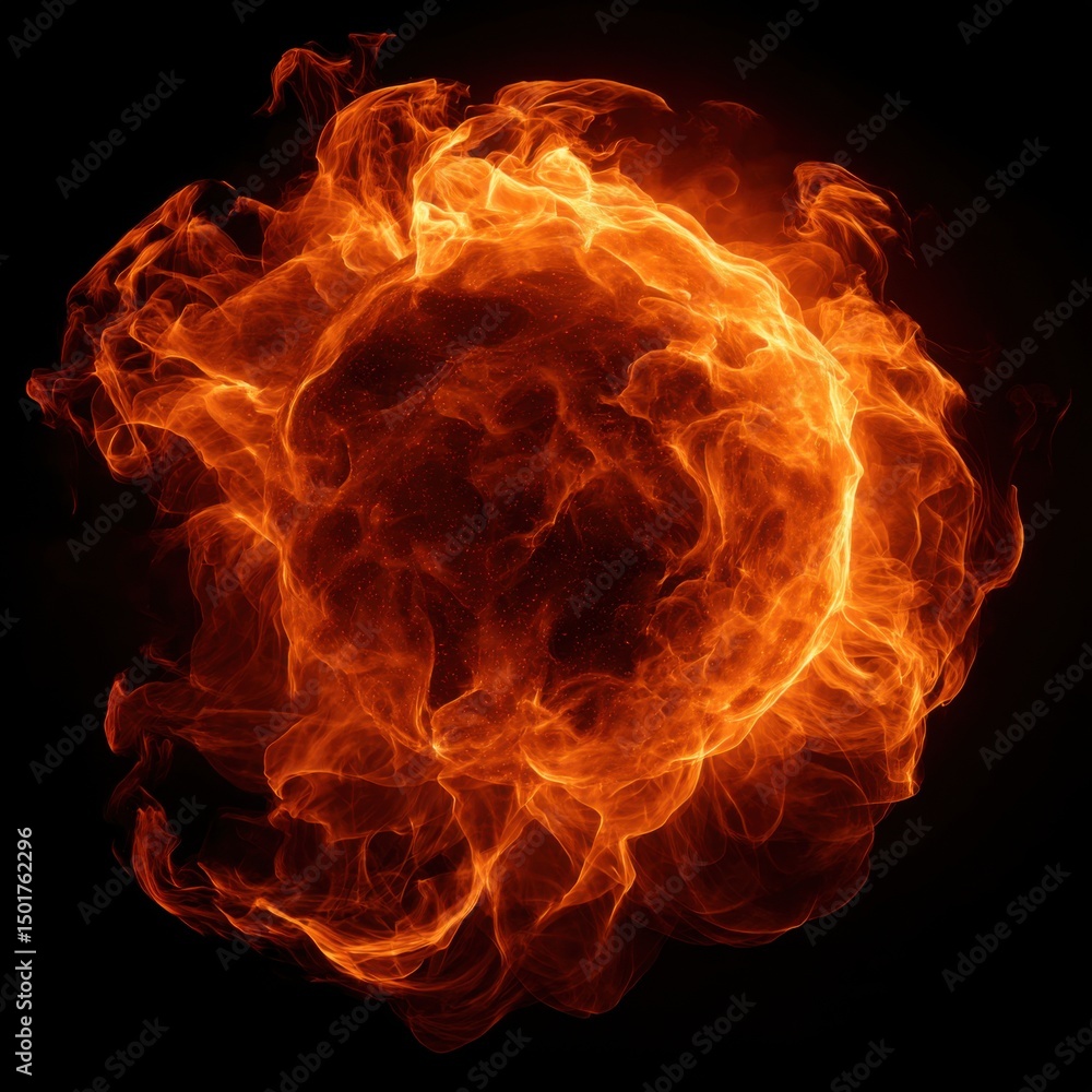 Poster fiery explosion in a dramatic abstract style on black background showcasing intense heat and energy 