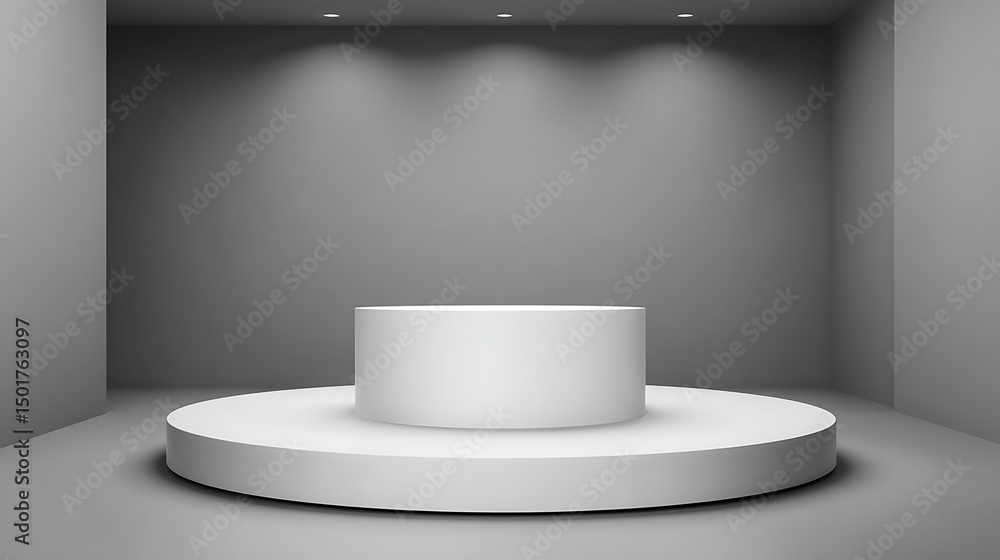 Poster white colour object stage podium stand for sample product showcase display advertising background pr