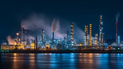 Naklejka premium The chemical industry extends to various industries such as plastics, synthetic fibers, petroleum, rubber, pharmaceuticals, dyes, etc, internationalization