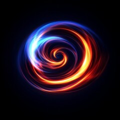 Fototapeta premium Glowing Spiral Energy Blue and Red Light Trails on Black, abstract , vortex