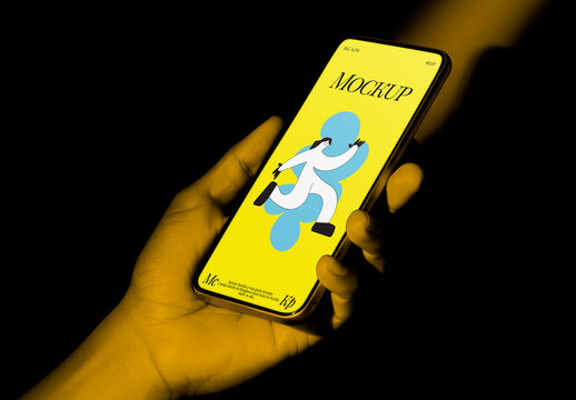 Smartphone Mockup in Dramatic Low-Key Lighting