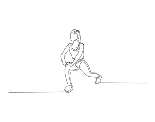 Yoga woman outline drawing illustration. Continuous line draw of meditation person vector