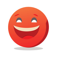 Cheerful red emoji icon smiling broadly and expressing happiness and joyful emotions