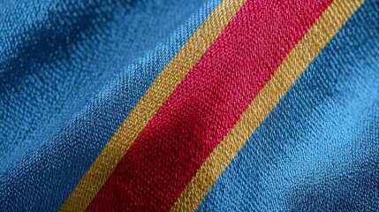 Obraz premium Close-up view of the Democratic Republic of the Congo flag showcasing vibrant colors and fabric texture