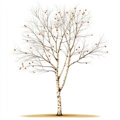 vector illustration autumn birch tree without leaves