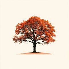 vector illustration autumn tree oak without leaves