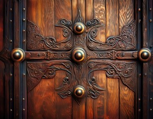  Alte Holzt&uuml;r mit Metallbeschl&auml;gen