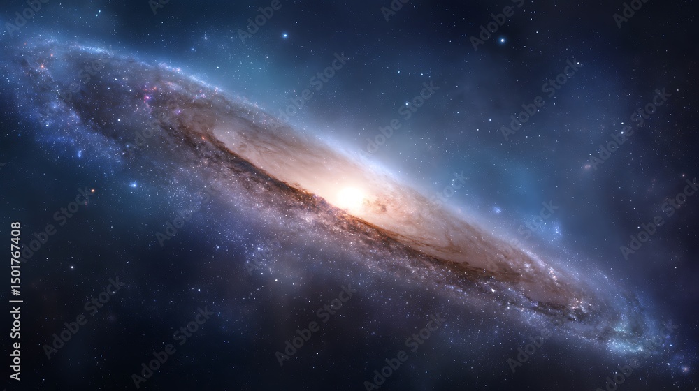 Poster milky way galaxy with star and space dust in the universe and deep planet night sky background