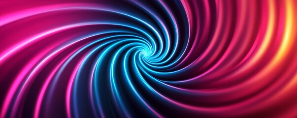 Neon Spiral Pink, Blue and Gold Abstract Tunnel Effect, Abstract , Vortex