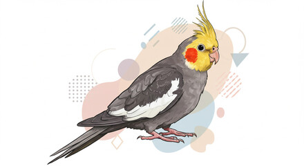 Fototapeta premium illustration of a realistic bird animal and a graphic behind the animal with a white background generated by AI