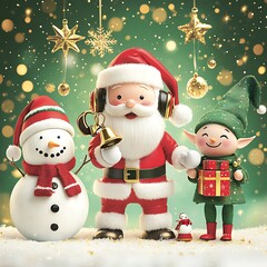 Festive christmas characters in a winter wonderland.