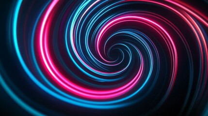 Fototapeta premium Swirling Neon Lights Vortex Pink and Blue Energy Tunnel, Abstract, Spiral