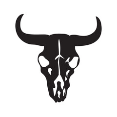 Bull Skull Vector Icon. Silhouette Bull Skull Vector