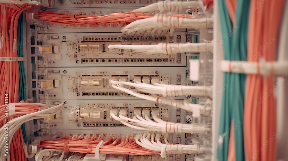 Aufkleber Detailed view of a high-speed internet installation in a new area, emphasizing the strategy behind broadband network expansion