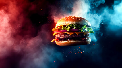 Cosmic Burger with Glowing Ingredients