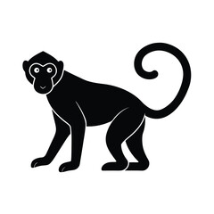 Obraz premium Monkey Silhouette Silhouette vector on white background 