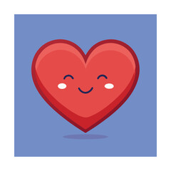 Smiling cartoon heart illustration on a blue background suitable for love and valentine's day