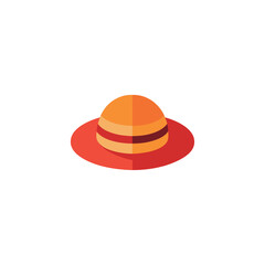 Fototapeta premium Vector art of Straw hat with orange and brown stripes isolated on white background