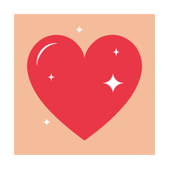 Red heart symbol with sparkling effects in a minimalistic and flat design style
