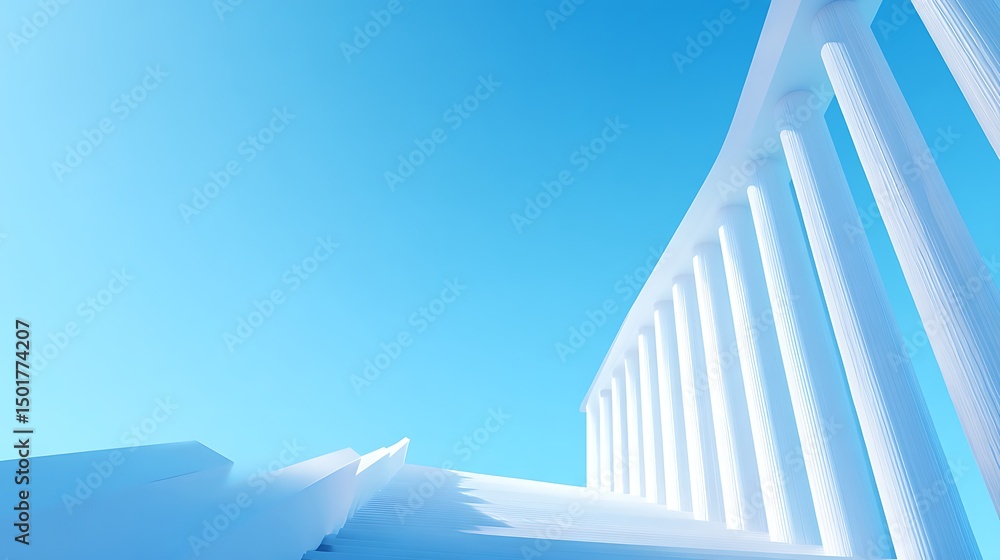 Poster beautiful airy widescreen minimalistic white and light blue architectural background banner with til