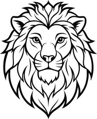 Lion Head Icon Vector Isolated on White Background – Bold, Minimalist Logo Design for Branding