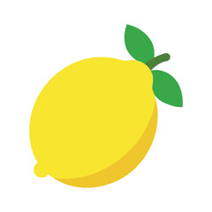 Vector art of Yellow lemon with leaves isolated on white background