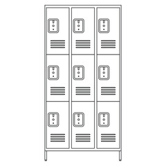 School Locker Outline Icon Illustration on White Background