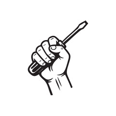 hand holding screwdriver vector