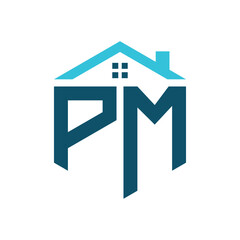 PM House Logo Design Template. Letter PM Logo for Real Estate, Construction or any House Related Business