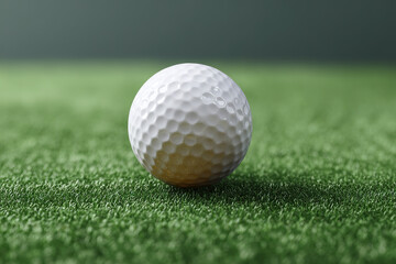 Fototapeta premium A classic white golf ball sits perfectly on a lush green, ready for a day of sport and recreation on the course. #golf #sports #leisure
