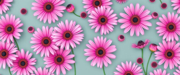 Fototapeta premium Abstract pink daisy seamless pattern Modern minimalist floral wallpaper background, subtle, wallpaper