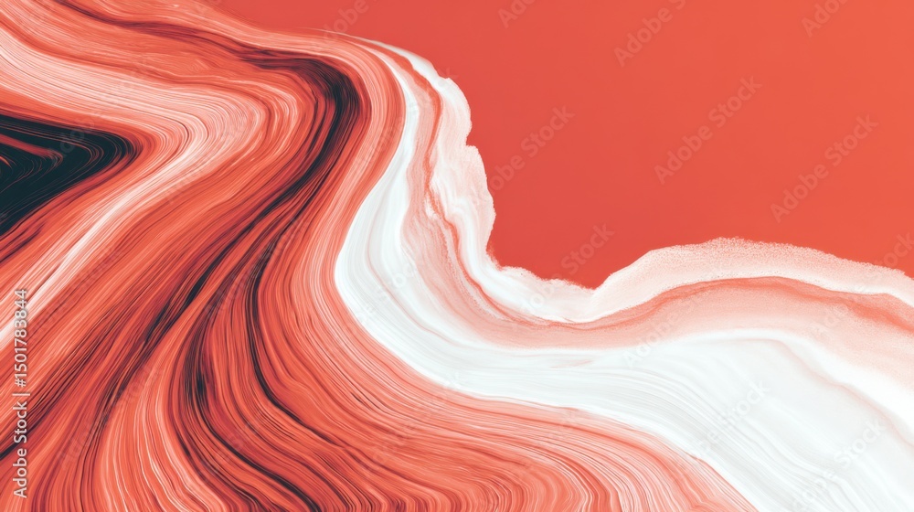 Poster abstract coral waves flowing across the frame studio shot of a modern art piece with smooth lines an