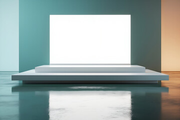 Modern Minimalist Product Display Platform with Backlit Panel