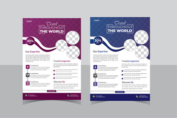 Obraz premium Corporate Modern Travel Flyer Design . Professonal stylish Creative Travel Flyer Design template.