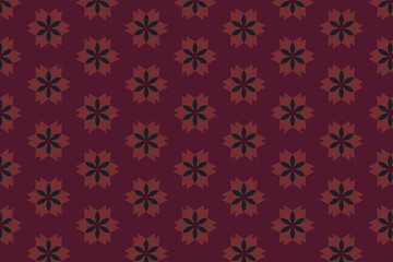 Stylish ornamental print ideal for textiles. A bold geometric floral pattern on green background. Decorative pattern.