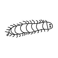 black and white line. CENTIPEDE on white background. Cartoon Style Illustration