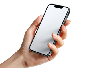 Smartphone in Hand: A sleek smartphone is held gracefully in a person's hand. The image is clean, focused, and perfect for showcasing modern technology and user experience.