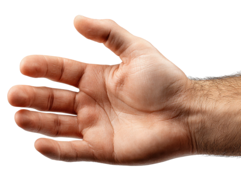 Open Hand Gesture: A close-up shot of a man's hand, palm open and fingers slightly splayed, showing signs of work and age. The image conveys a sense of invitation, generosity, or reaching out. 