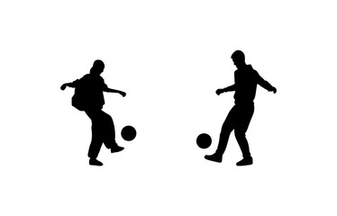 Two football players are practicing football on the football field vector.
