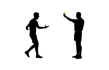 A referee is showing a card to a football player vector
