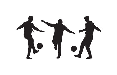 Three adult soccer players are training to play soccer vector.