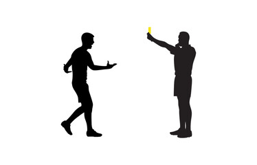 A referee is showing a card to a football player vector