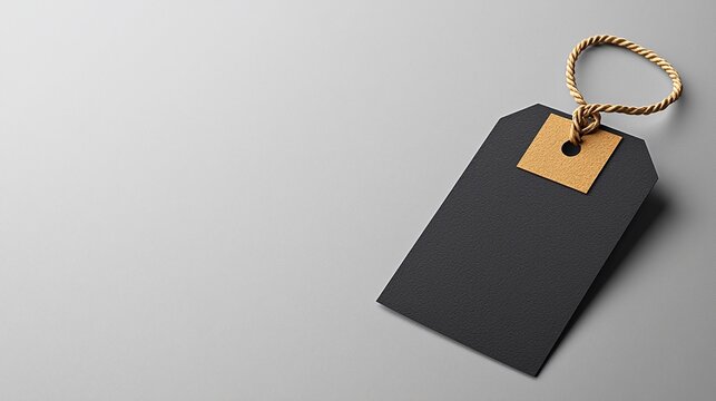 Black Tag Mockup on Gray Fabric Background
