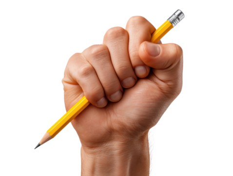 hand holding pencil