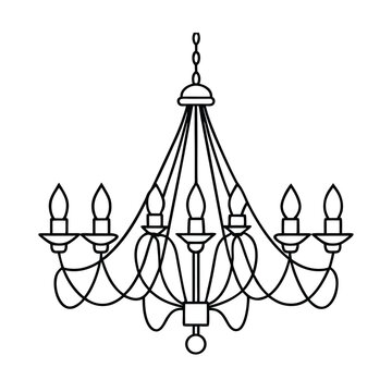 recommend clip art: crystal chandelier line art vector