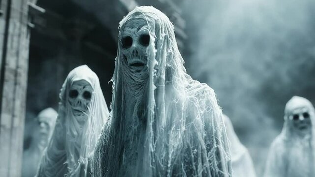 scary ghost characters on hellowen night