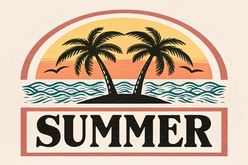 Tropical Summer Vibes – Sunset Beach Illustration