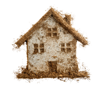 Unique house made of natural materials for eco-friendly design, cut out transparent